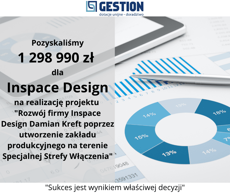 Niemal 1,3 mln zł dla Inspace Design!