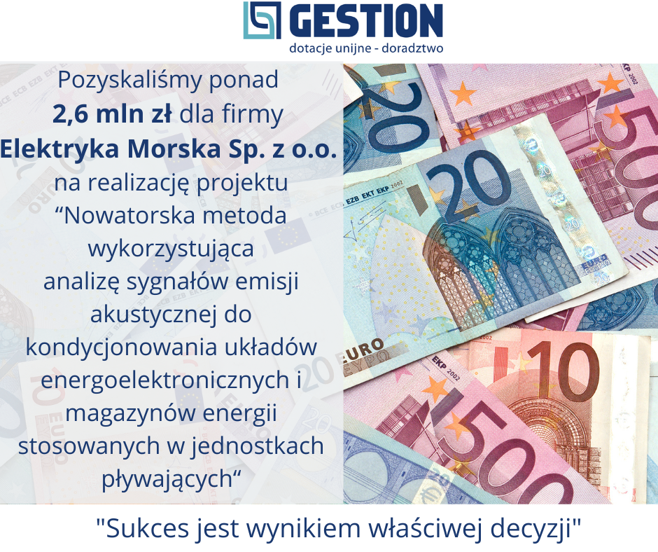 Ponad 2,6 mln zł dla firmy Elektryka Morska Sp. z o.o. !