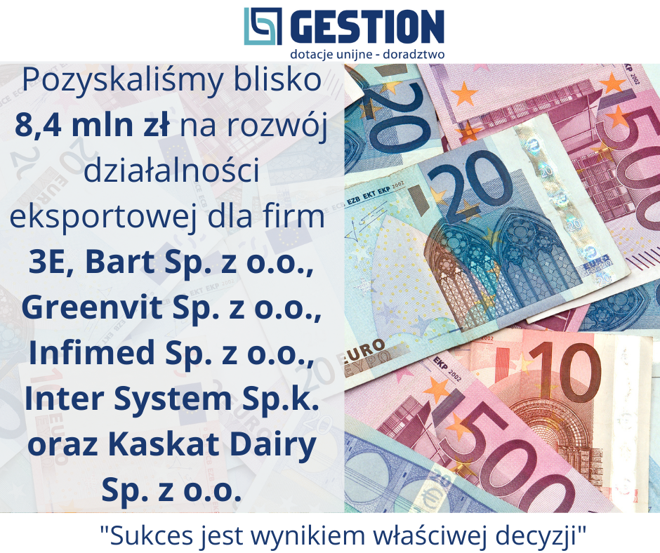 8,4 mln zł dla sześciu firm na rozwój eksportu! 100% skuteczności